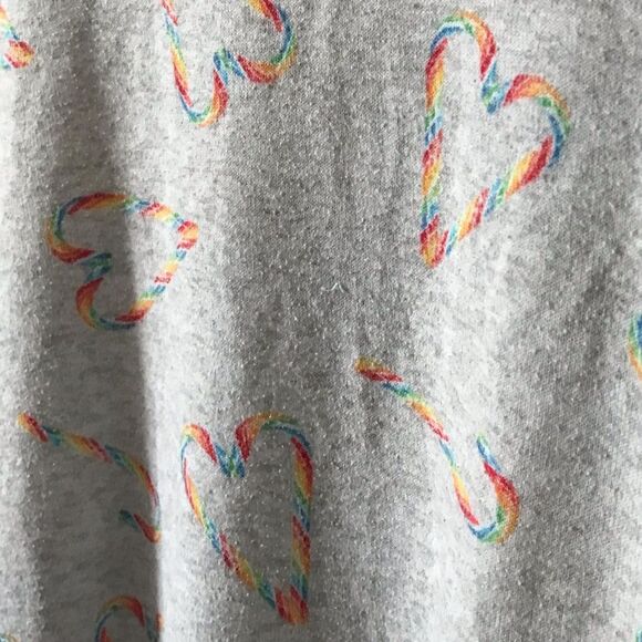 PINK VS long sleeve gray top candy cane‎ rainbow hearts women XL - Picture 3 of 4